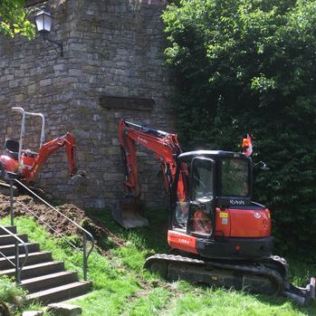 Hangsicherung Bagger und Treppe